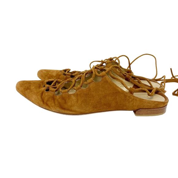 Stuart Weitzman Womens Size 6 Stringdown Lace Up Suede Pointed Mules - Picture 4 of 8